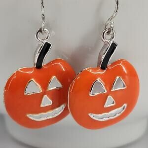 Jack-O-Lantern drop dangle Halloween Earrings Pumpkin Enamel hook